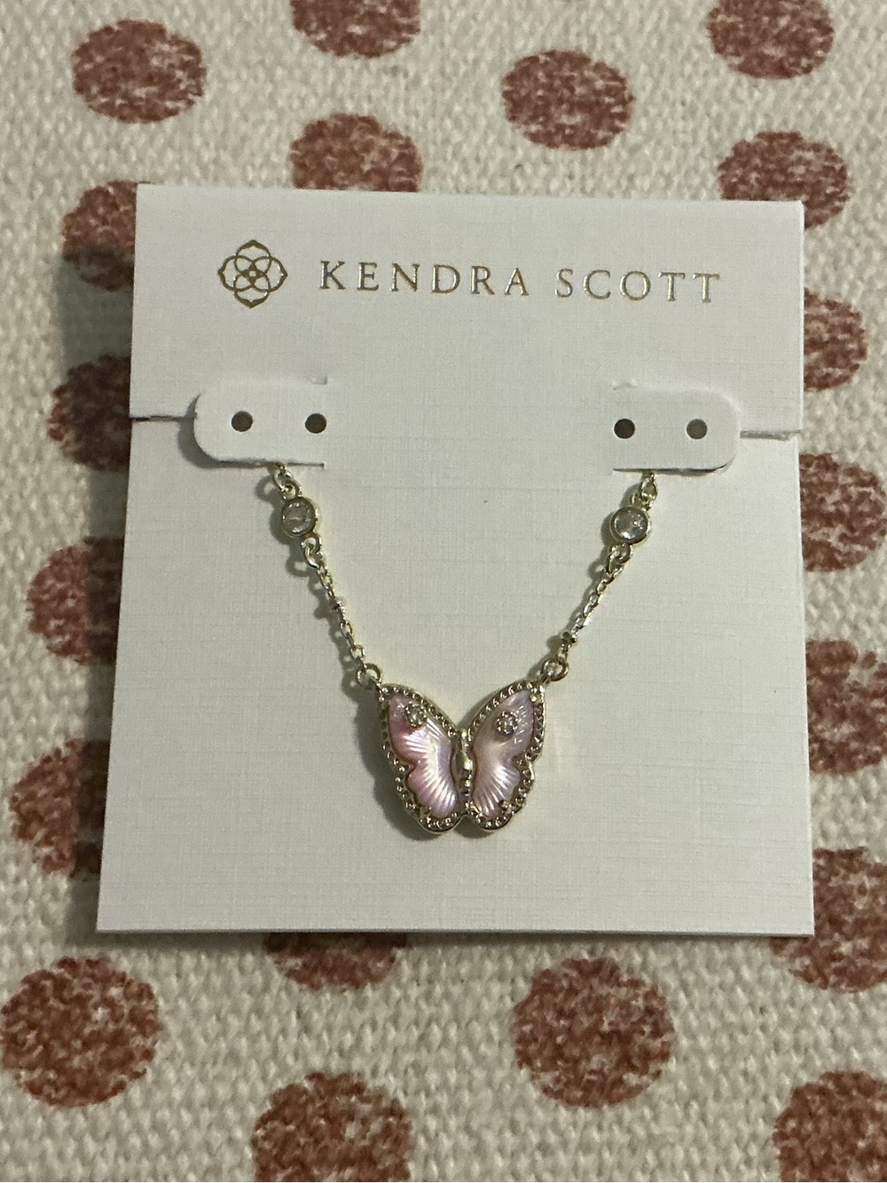 Kendra Scott Gold-Tone Necklace with Pink Enamel Butterfly